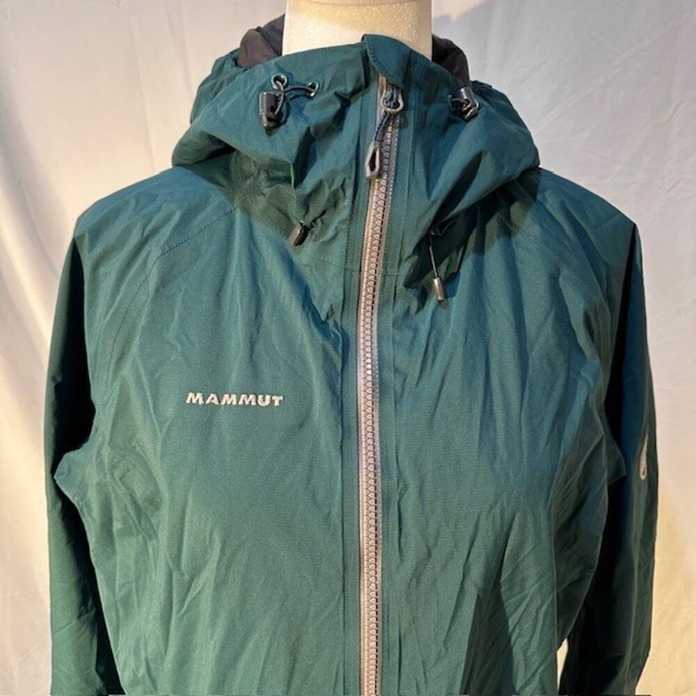 Mammut Rain Jacket Mens Size Medium Green Gray Gore-Tex Crater HS Hooded Zip Up - Picture 2 of 13